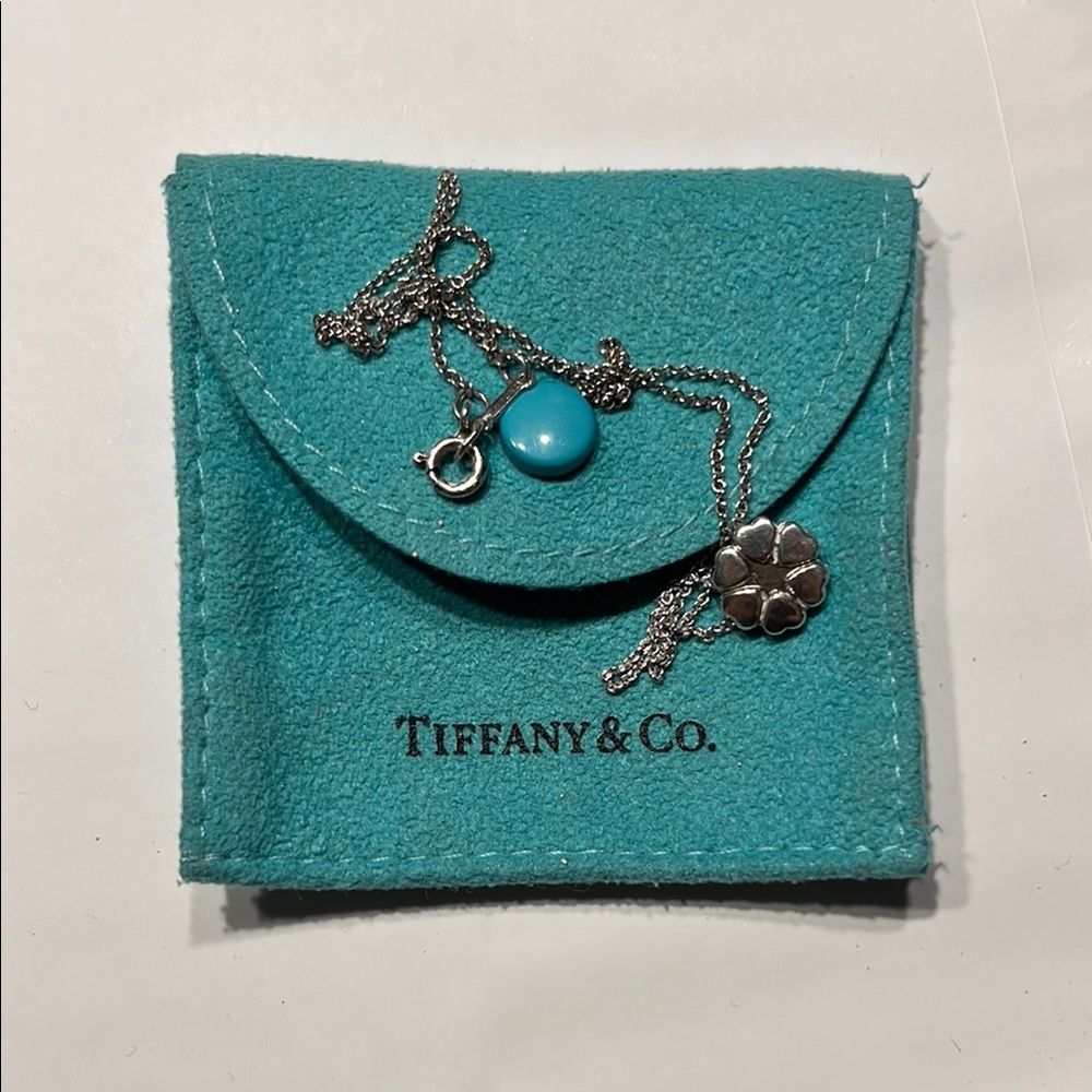 Tiffany & Co. Silver Necklace with Blue Pouch